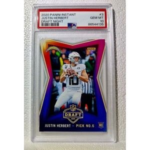 Justin Herbert 2020 Panini NFL Draft Night #3 Rookie Card PSA 10 Gem Mint